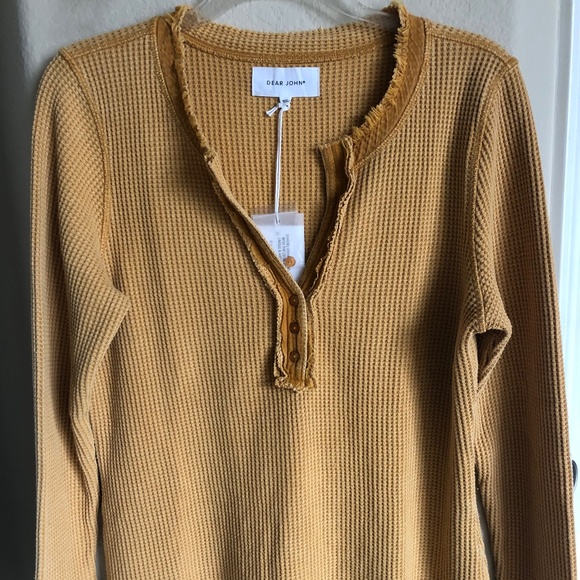DEAR JOHN WOMEN’S THERMAL WAFFLE KNIT TOP, SIZE LARGE, NEW WITH TAGS - Picture 8 of 8